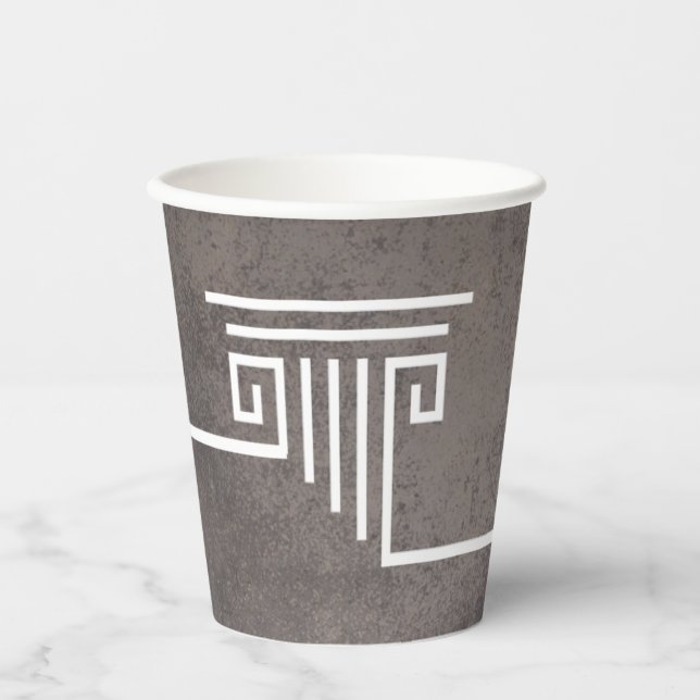 Elegante Column Brown Pappbecher (Vorderseite)