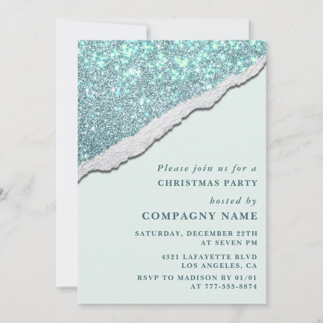 Elegante Company Christmas Party Glam Glitzer Einladung (Vorderseite)