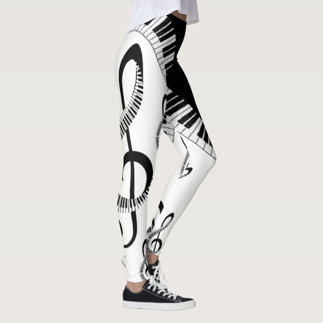 elegante con piano y notas musicales leggings (Rechts)