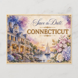 Elegante Connecticut Save-the-Date-Hochzeits-Einla Postkarte