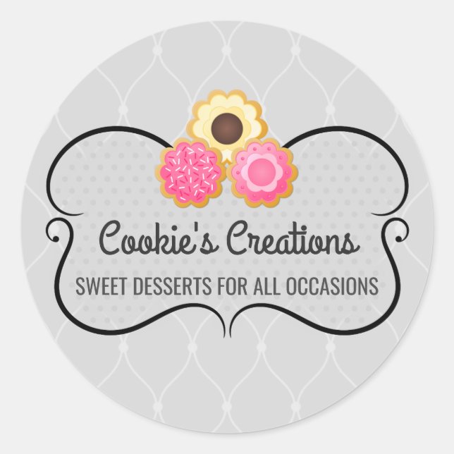 Elegante Cookie Bakery Box Siegel Runder Aufkleber (Vorderseite)