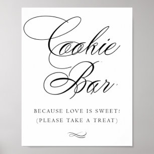 Elegante Cookie Bar Black Calligraphy Chic Table Poster