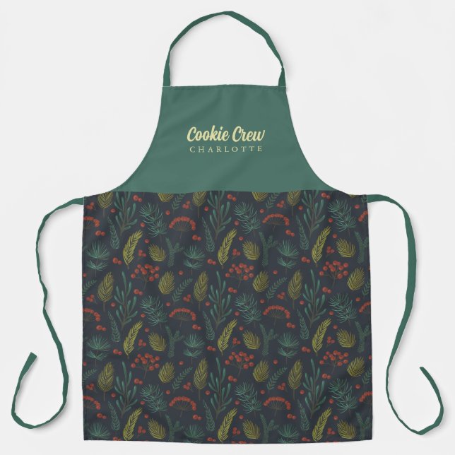 Elegante Cookie Crew Winter Botanische Schürze (Vorderseite)