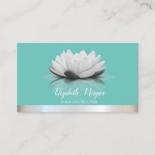 Elegante Cool Lotus Silver Streifen Aquamarin Yoga Visitenkarte