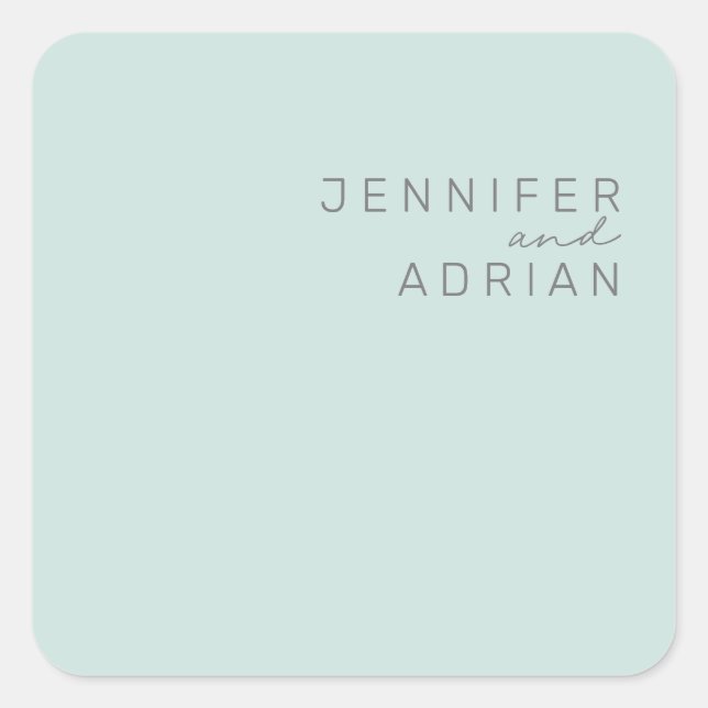 Elegante Cool Mint Minimal Moderne Umschlag Aufkle Quadratischer Aufkleber (Vorderseite)