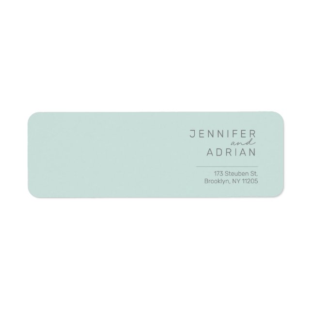 Elegante Coole Minte Minimal Moderne Rücksendeadre (Vorne)