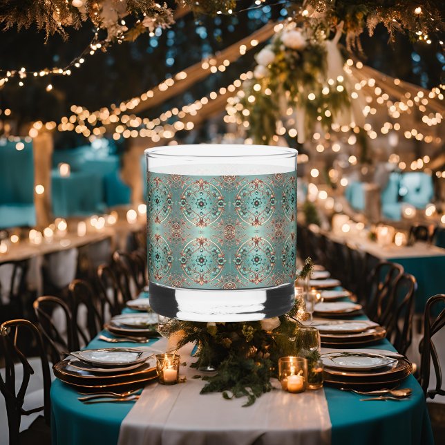 Elegante Copper Turquois Floral Circles Whiskyglas (Von Creator hochgeladen)