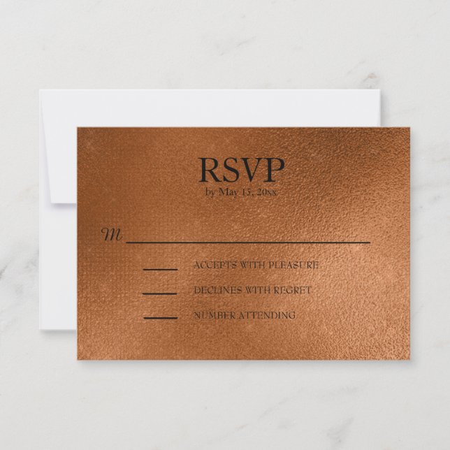 Elegante Copper Wedding RSVP (Vorderseite)