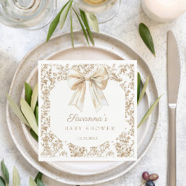 Elegante Coquette Bow Chinoiserie Babydusche Serviette