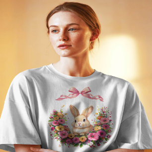 Elegante Coquette-Osterhase-Shirt - Floral Chino T-Shirt