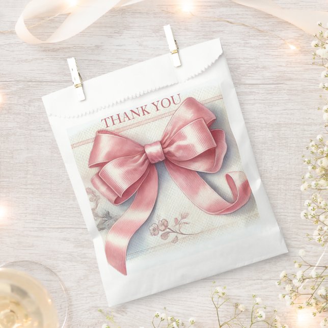 Elegante Coquette Pink Bow Baby Shower Girl Geschenktütchen (Ausgeschnitten)