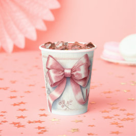 Elegante Coquette Pink Bow Baby Shower Girl Pappbecher