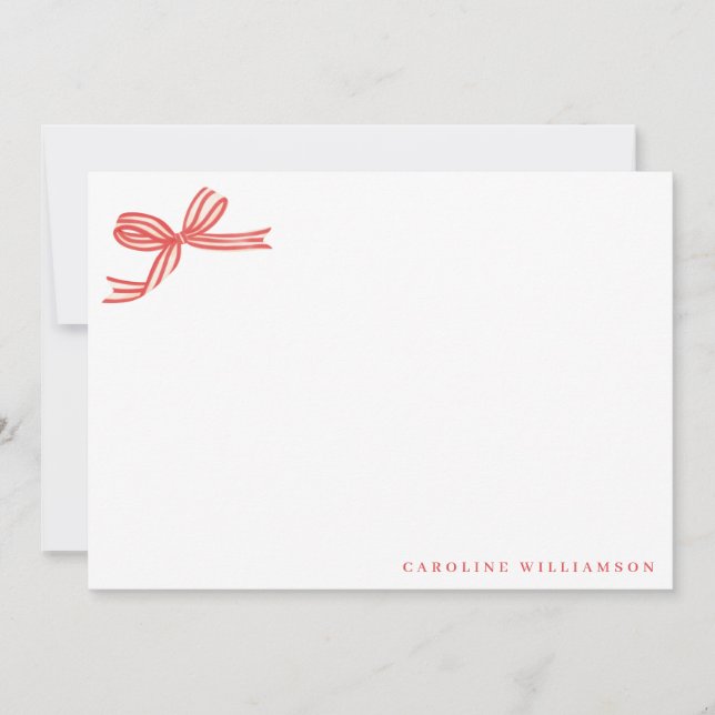 Elegante Coquette Red Bow Personalisiert Stationer Dankeskarte (Vorderseite)