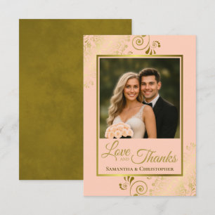 Elegante Coral Peach & Gold Liebe & Danke Hochzeit