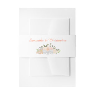 Elegante Coral Peach Rose Boho Chic Floral Wedding Einladungsbanderole