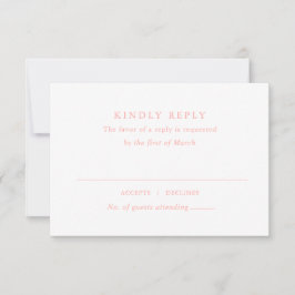 Elegante Coral Pink Moderne Hochzeit RSVP Karte