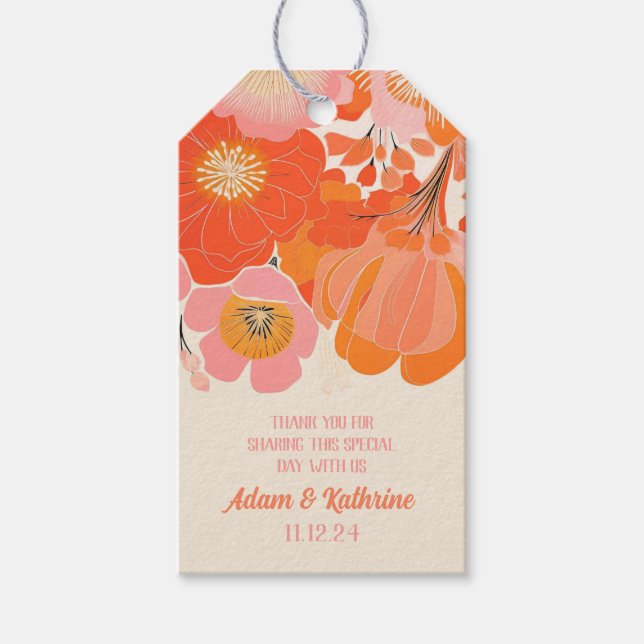 Elegante Coral Pink Poppy Blume Geschenkanhänger (Vorderseite)