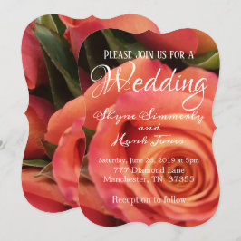 Elegante Coral Rose Hochzeit Einladung