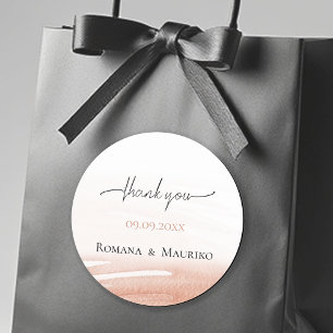 Elegante Coral Terracotta Wedding Runder Aufkleber