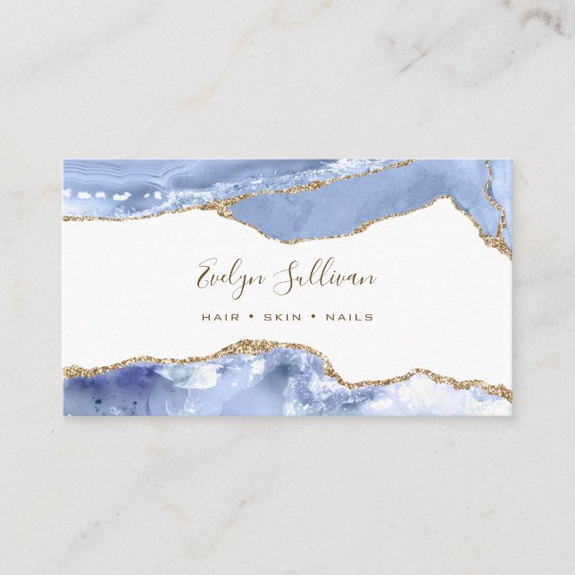 Elegante Cornflower Blue Agate Business Card Visitenkarte (Vorderseite)