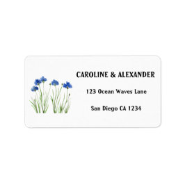 Elegante Cornflwers Wildblumen Hochzeit Adressaufkleber