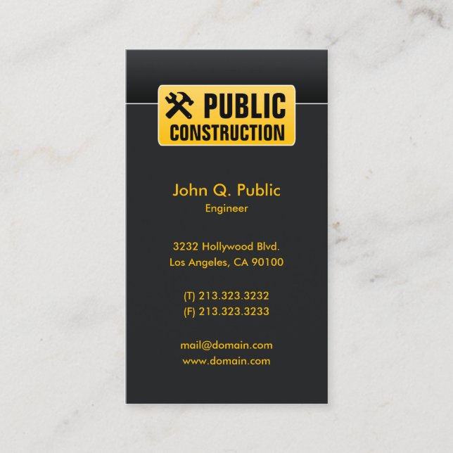 Elegante Corporate Black Construction Zuhause Buil Visitenkarte (Vorderseite)