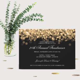 Elegante Corporate Fundraiser Gold Lights Einladung