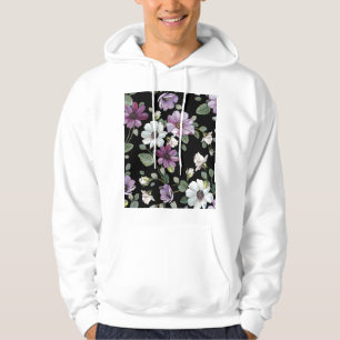 Elegante Cosmos-Blumen: Wasserfarbene Nahtlose. Hoodie