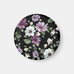 Elegante Cosmos-Blumen: Wasserfarbene Nahtlose. Magnet