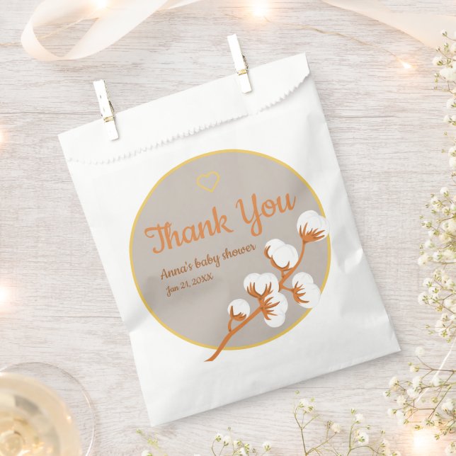 Elegante Cotton Branch Baby Shower Geschenktütchen (Ausgeschnitten)