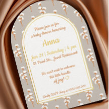 Elegante Cotton Floral Arch Baby Dusche Einladung