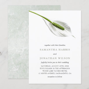 Elegante Cotton White Peace Lily Wedding Einladung