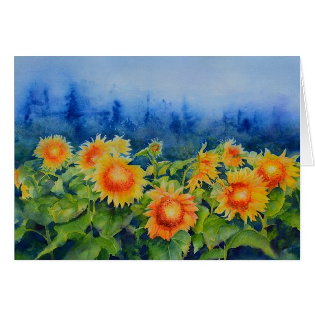 Elégante couche de tournesol aquarelle (Devant horizontal)