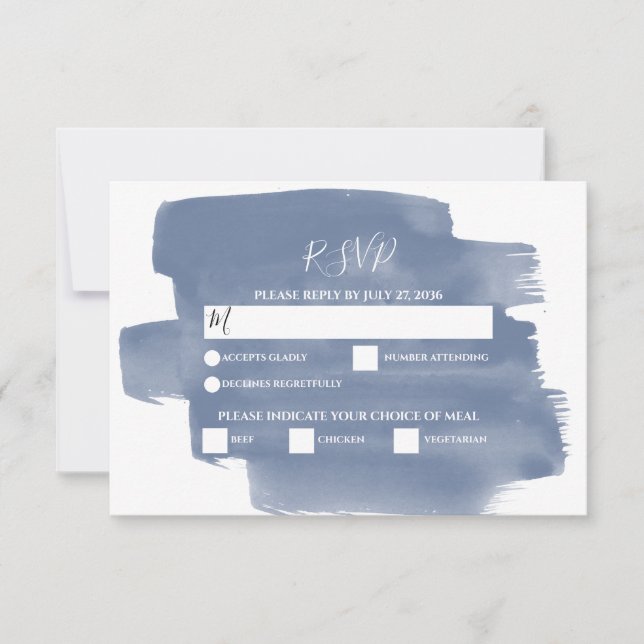 Elégante couleur bleu bleu azur Mariage Cartes RSV (Devant)