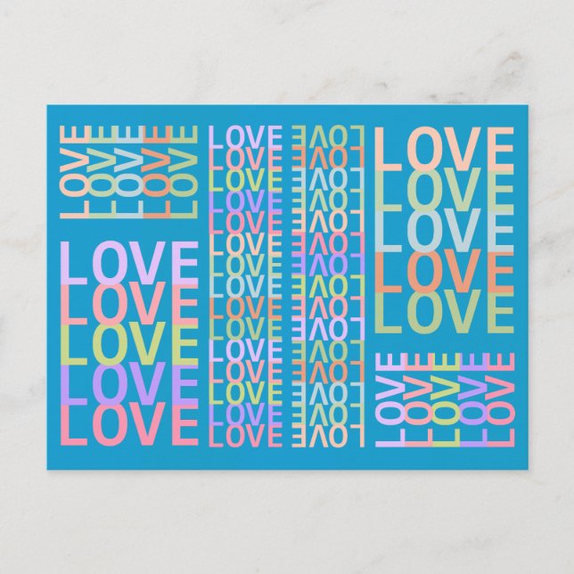Elégante couleur moderne "LOVE" sur carte postale  (Devant)