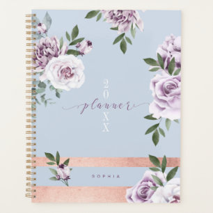 Elégante couleur violet Flore Rose Gold Stripe