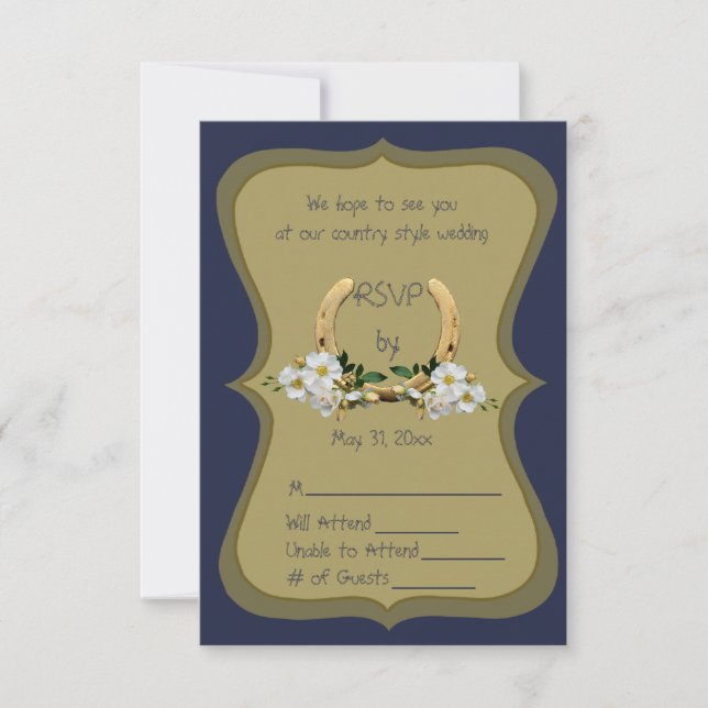 Elegante Country Style Navy und Gold UAWG Einladung (Vorderseite)