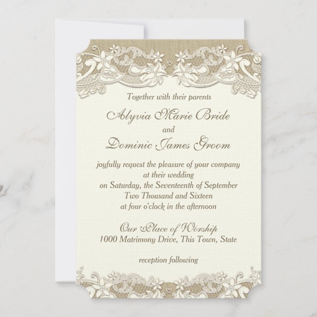 Elegante Country Wedding Einladung (Vorderseite)