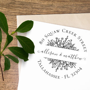 Elegante Couple Names Wedding Floral Vintag Gummistempel