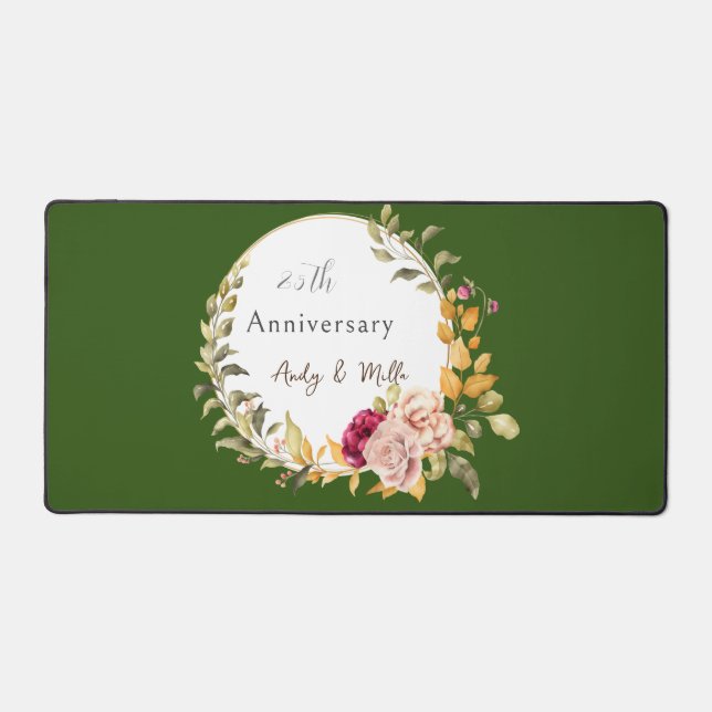 Élégante couronne de fleurs vertes 25ème Mariage A (Recto)