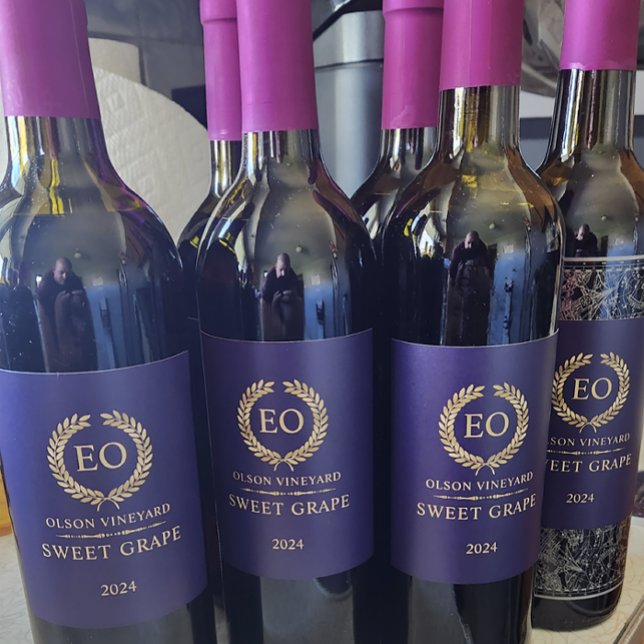 Élégante Couronne De Laurel Or Sur Étiquette De Vi (Créateur téléchargé)