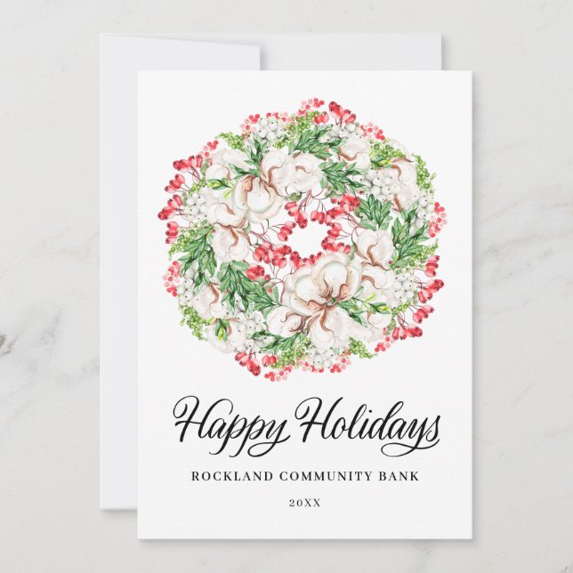 Elégante couronne de Noël Carte de vacances d'entr (Devant)