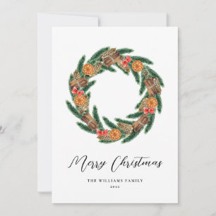 Elégante couronne de Noël non photo carte de vacan
