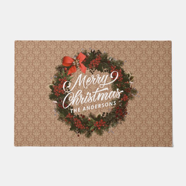 Élégante couronne de Noël personnalisée | Tapis (Devant)