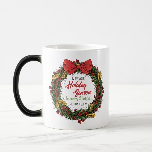 Elégante couronne de Noël Personnaliser Mug (Gauche)