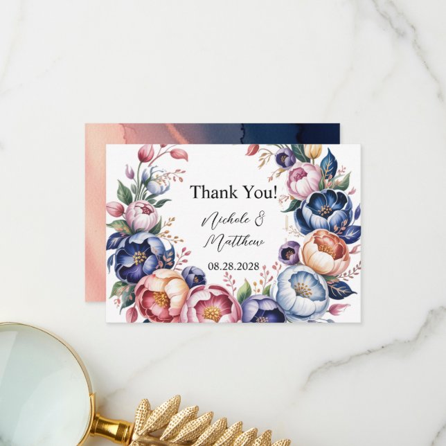 Élégante couronne Peony Pour Merci Mariage (Devant/Arrière en situation)