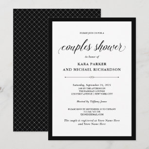 Elegante Couture Dusche für Schwarze und Weiße P Einladung