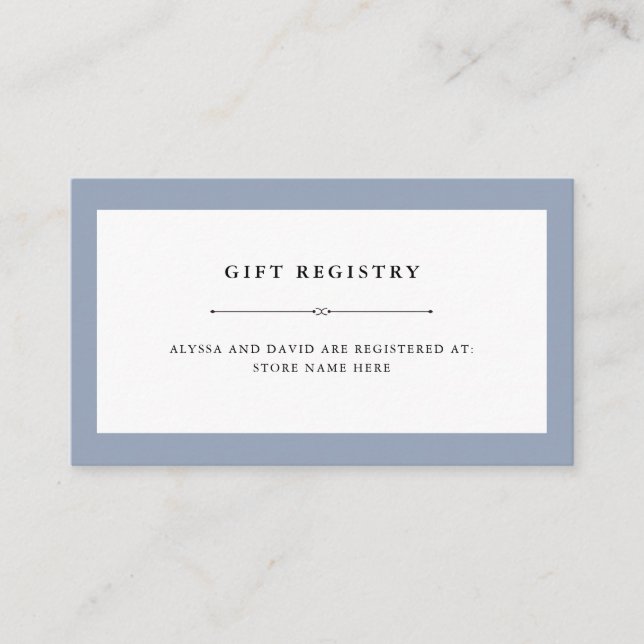Elegante Couture | Dusty Blue Gift Registry Insert (Vorderseite)