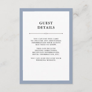 Elegante Couture   Dusty Blue Guest Details Begleitkarte