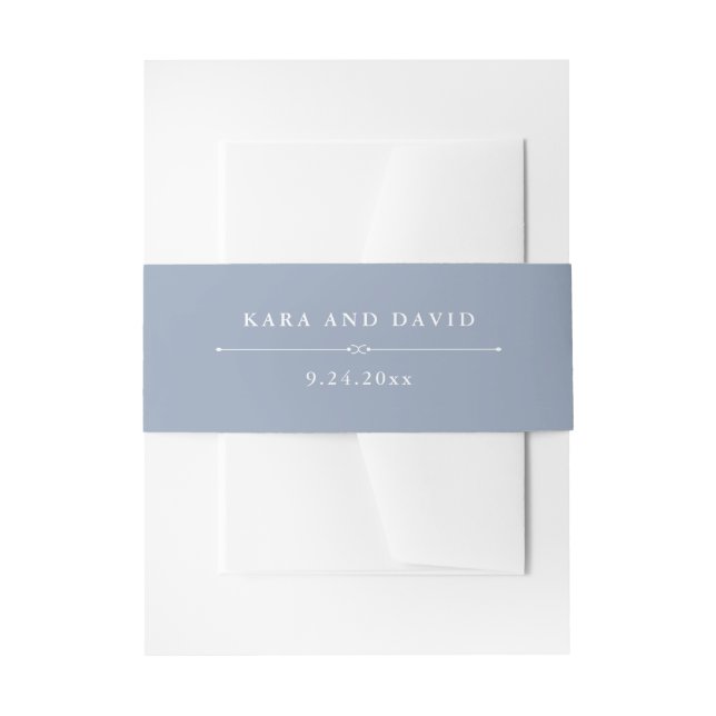 Elegante Couture | Dusty Blue Wedding Einladungsbanderole (Vorderseite Beispiel)